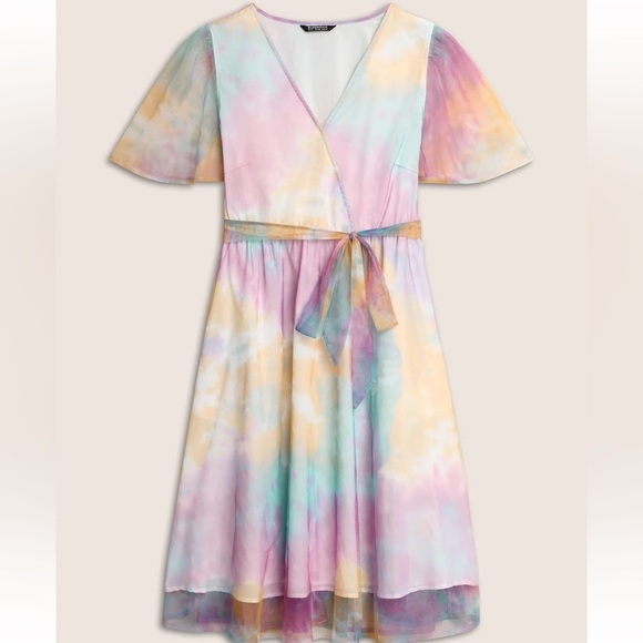 BloomChic Tie Dye Wrap Belted Midi Dress Size 12 - Picture 6 of 7